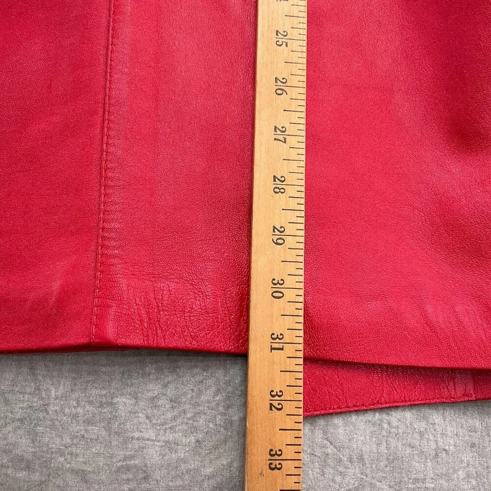 Vera Pelle Jacket Women Medium Red‎ Leather Double Breasted Relaxed Retro 80s 90